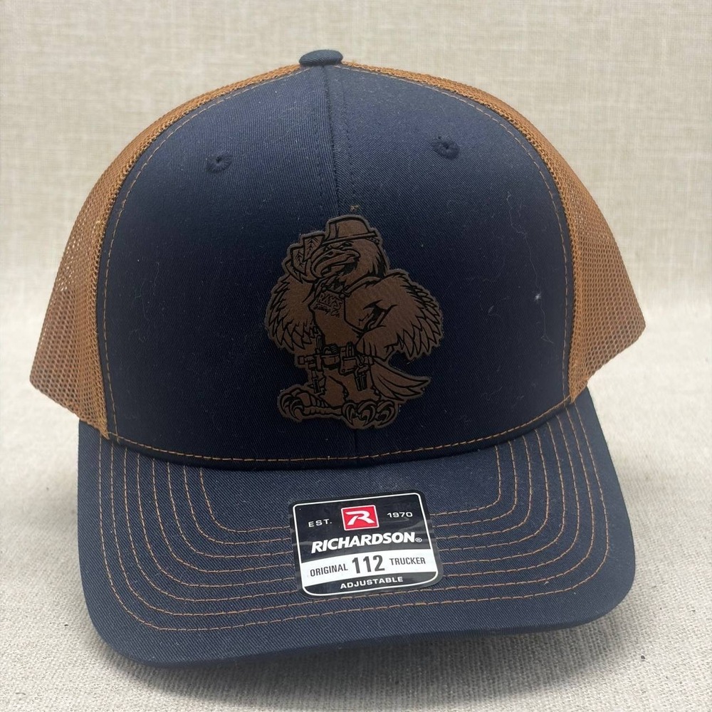 Richardson 112 Original Trucker Hat Navy Brown‎ Eagle Patch Snapback Cap NEW